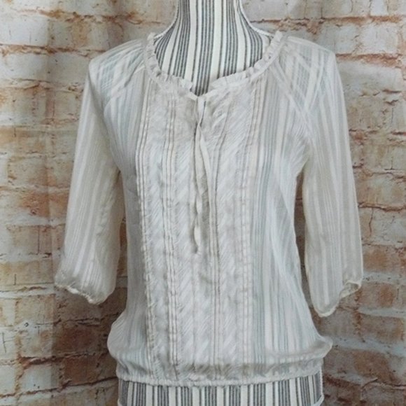 EXPRESS Ivory Tuxedo Style Boho Top, SZ XS, GUC - Picture 1 of 1